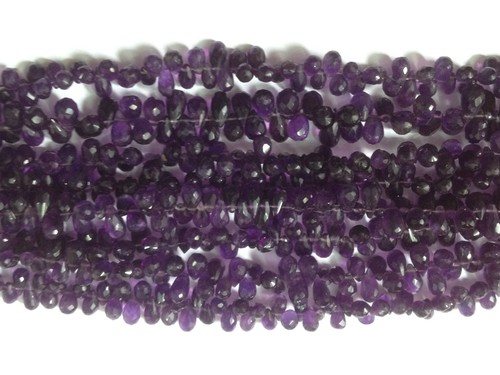 Amethyst Faceted Drops - Stone Material, Side-Drilled Design | Natural Amethyst Beads