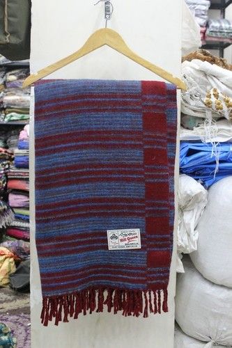 Blue And Maroon Hill Queen Shawl/ Hill Queen Blanket
