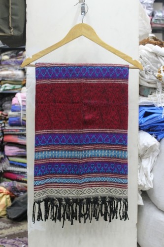Maroon And Blue Kullu Shawl