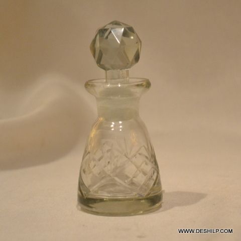 GLASS PERFUME BOTTLE AND DECANTER