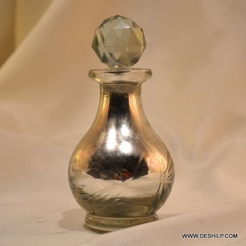 SILVER PERFUME BOTTLE, SCENT BOTTLE,GLASS PERFUME BOTTLE