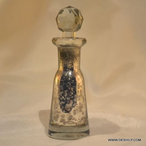 Polished Perfume Bottle Silver Eatching, Vintage Perfume Bottle And Decanter