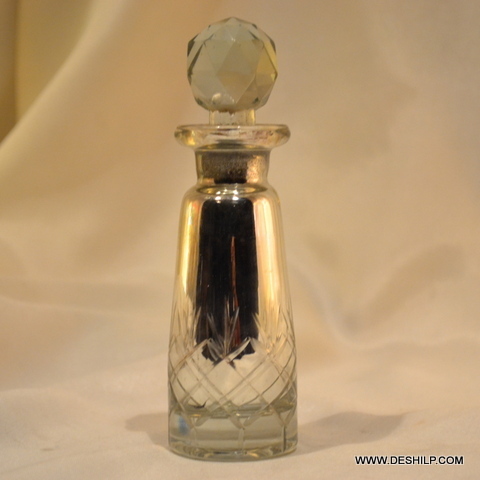 PERFUME BOTTLE SILVER EATCHING, CUTTING PERFUME BOTTLE AND DECANTE