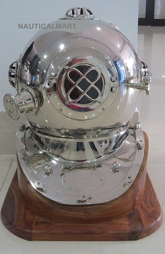 NAUTICALMART CHROME FINISH MARK V US NAVY SCUBA DIVING DEEP SEA DIVERS HELMET