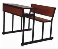 Industrial Wooden School Bench
