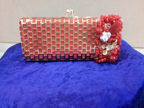 Satin Handbags Designer Red Clutch