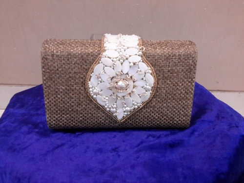 Brown Jute Clutch
