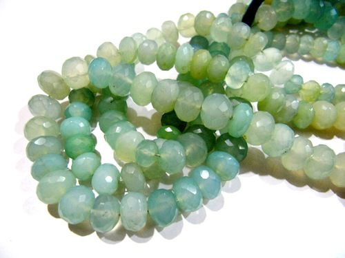 Natural Aqua Chalcedony Beads Rondelle Faceted Far 8 to 10mm Strand 9 inches long