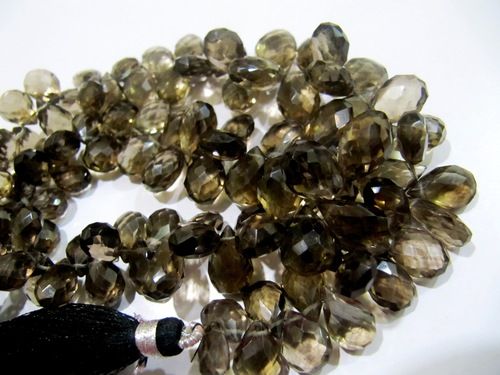 Smokey Natural Smoky Quartz Flat Drop Beads