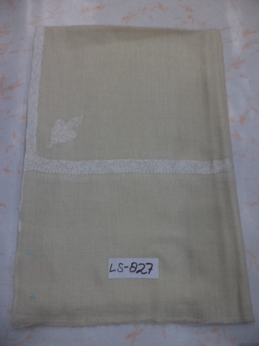 Cream Pure Pashmina Needle Work Hashi Dar Shawl