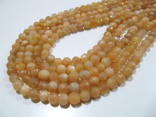 Natural Peach Moonstone Rondelle Faceted 10mm to 12mm Strand 8''long