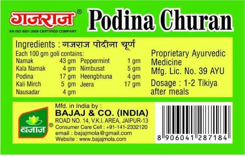 Pudina Churan Age Group: For Adults