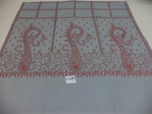 Grey Paisley Design Needle Work Shawl