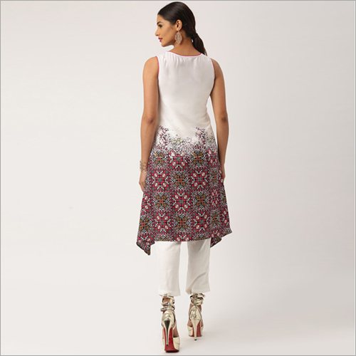 IMARA Women Off White Printed A Line Kurta