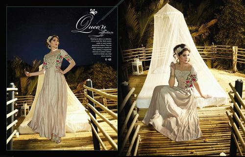 Beige Ladies Evening Gown