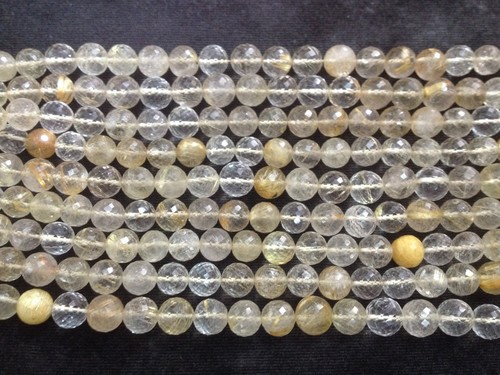 Stone Golden Rutiled Faceted Round