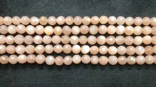 Peach Moonstone Round Beads - Faceted Stone Beads, Enhanced Gemstone Quality and Elegant Design