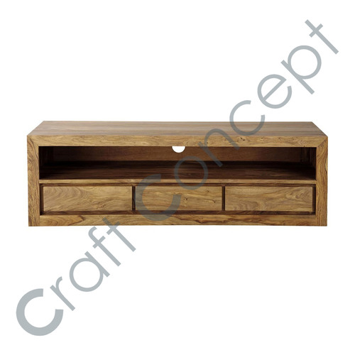 Sheesham Wood TV Cabinet - 3 Drawer Large Niche Design | Eco-Friendly, Antique Craftsmanship, Contemporary Style