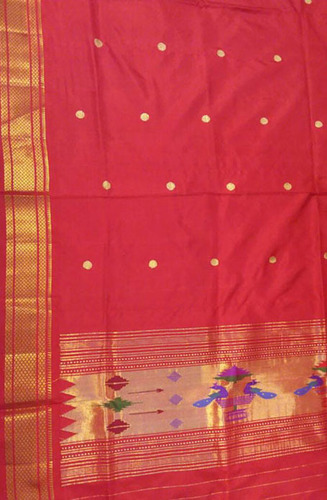 Indian Red Handloom Paithani Pure Silk Dupatta