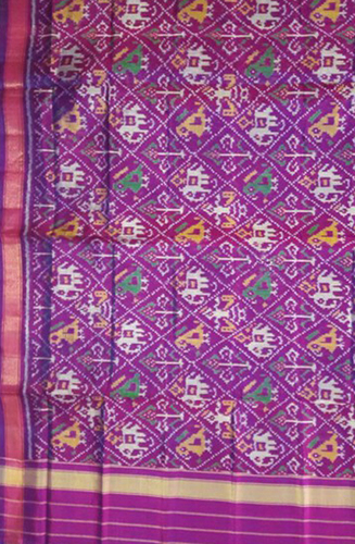 Indian Purple Handloom Patola Pure Silk Dupatta