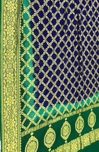 Indian Blue Handloom Banarasi Bandhani Georgette Dupatta