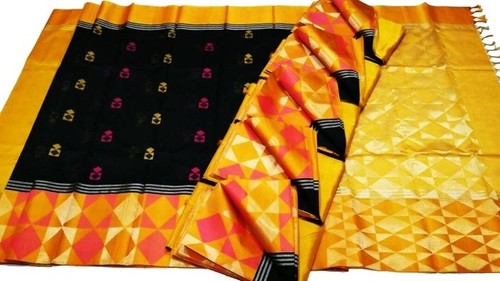 Black Handloom Kuppadam Pure Silk Saree
