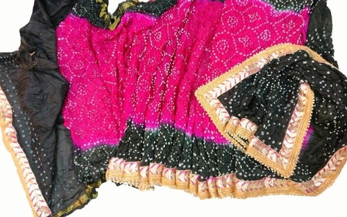 Pink Gotta Patti Work Bandhani Georgette Saree