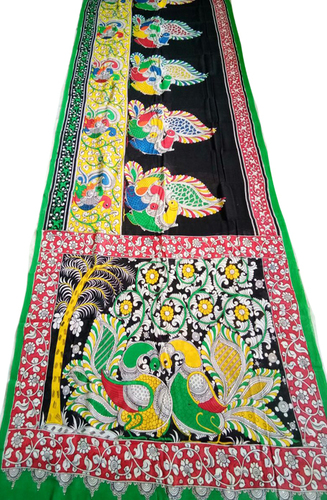 Multicolor Hand Painted Kalamkari Cotton Saree