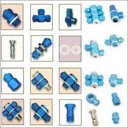 Blue And Silver Aluminium Pneumatic Connector