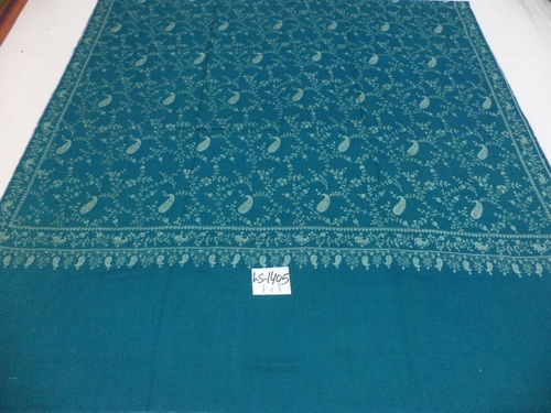 Sea Green Pure Pashmina All Over Needle Work Shawl