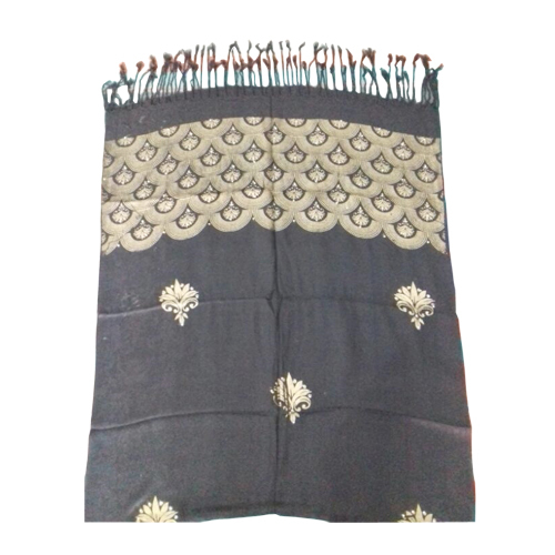 100 Percent Hand Made Viscose Stole - Dark Brown Viscose, Hand Wash | Soft Texture, Embroidered Pattern, Lightweight, Fringe