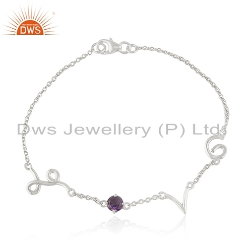 Amethyst Sterling Silver Love Bracelet