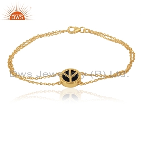 Black Onyx Peace Sign Bracelet