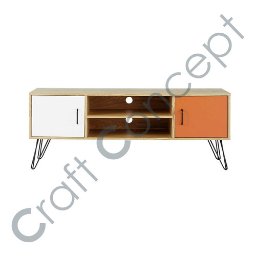 White & Orange Wood Tv Cabinet No Assembly Required
