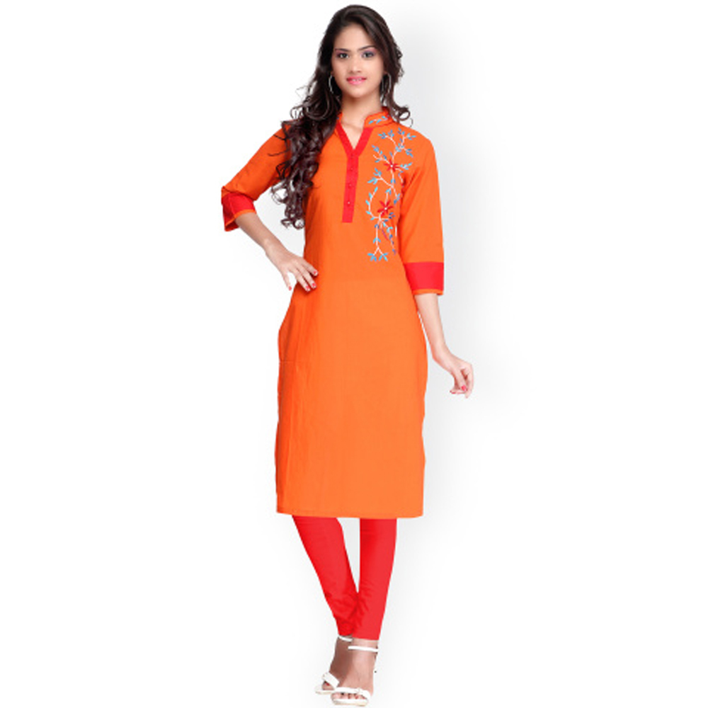 Saree Mall Orange Kurta