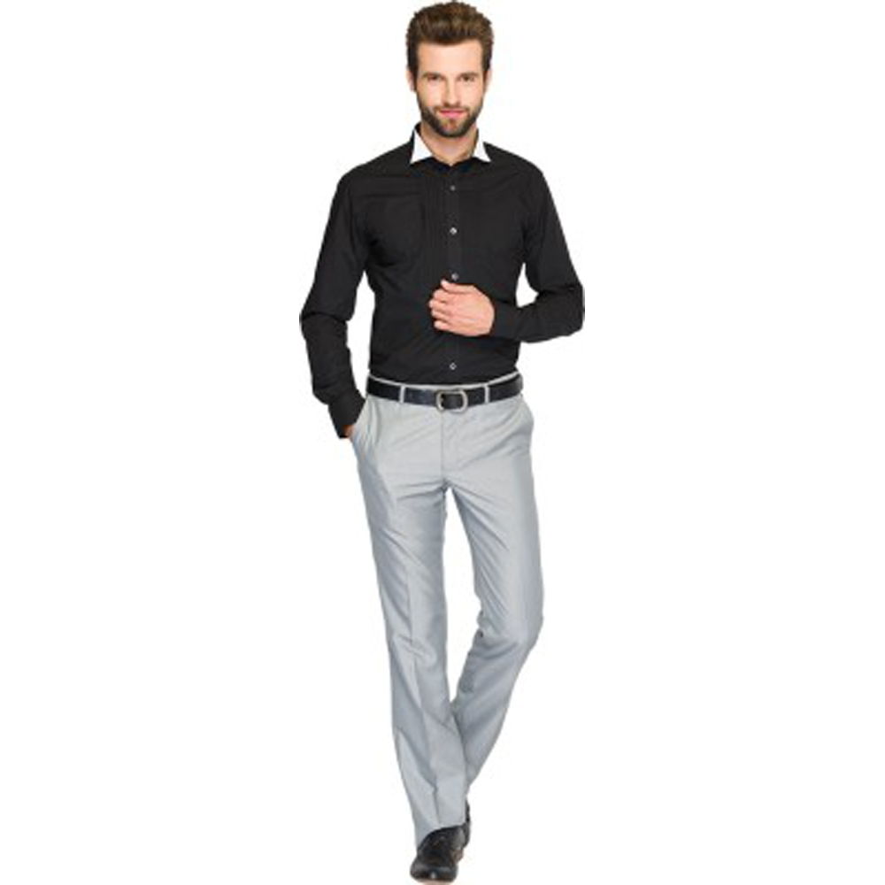 Raymond Home Men's Solid Formal Black Shirt