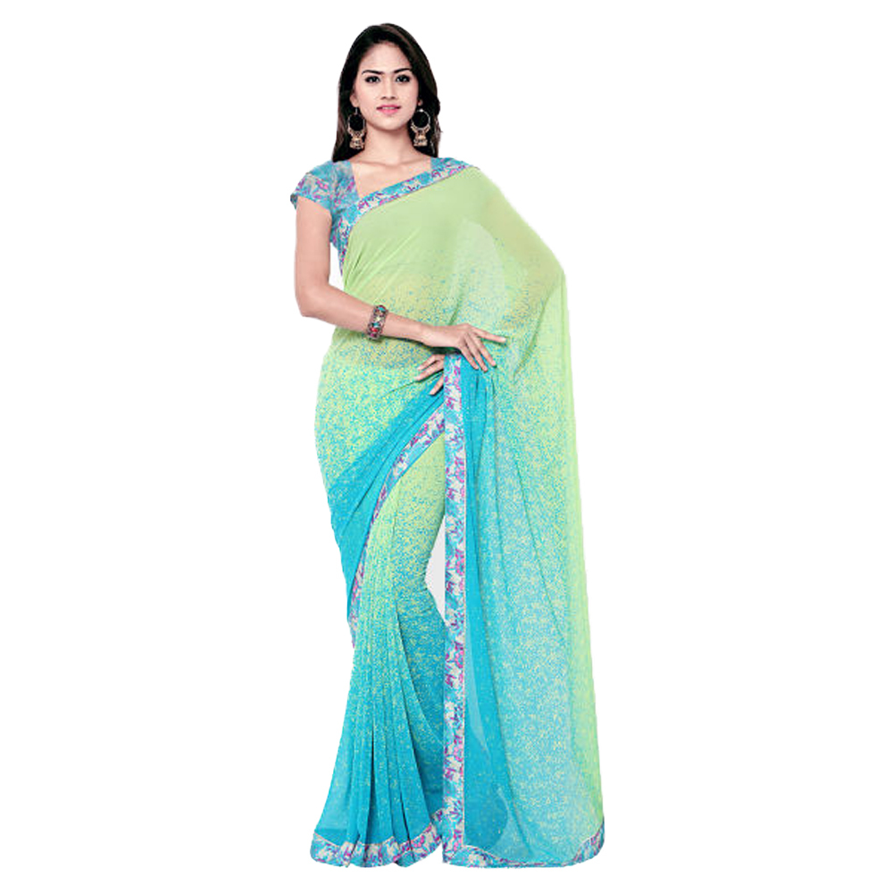 Saree Mall Blue Georgette Printed Saree