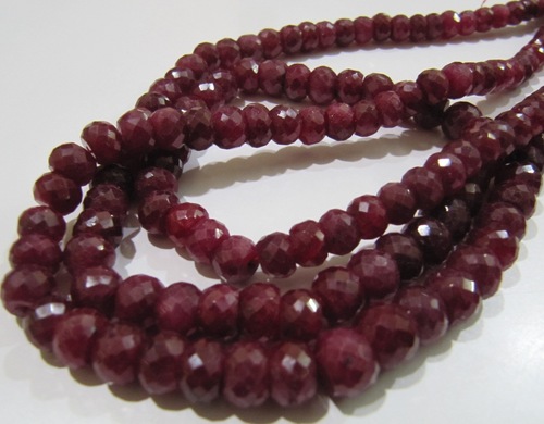 Ruby Corundum Round Faceted Beads