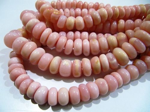 Natural Peruvian Pink Opal Rondelle Plain Beads