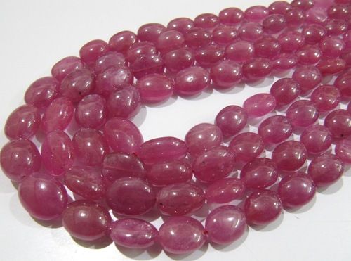 AAA Quality Natural Ruby Plain Oval Beads