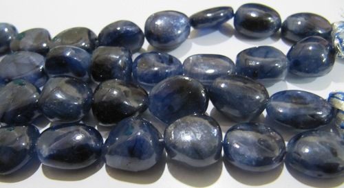 Dyed Sapphire Plain Smooth Nugget Shape Oval Shape 10 to 15mm Strand 15''long