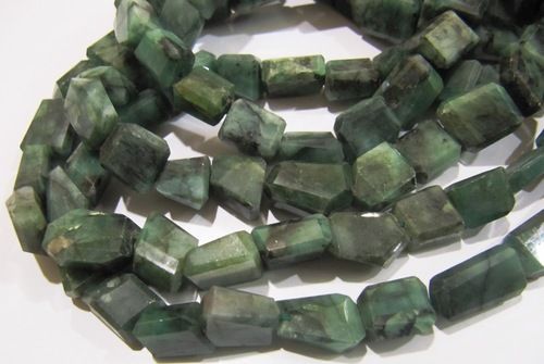 Green Natural Emerald Laser Cut Nugget Beads