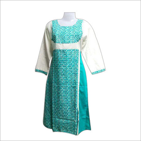 Ladies Designer Cotton Kurti - Cotton, Large Size, Sky Blue | Trendy Sleeveless, Printed Pattern, Perfect for Casual and Formal Wear