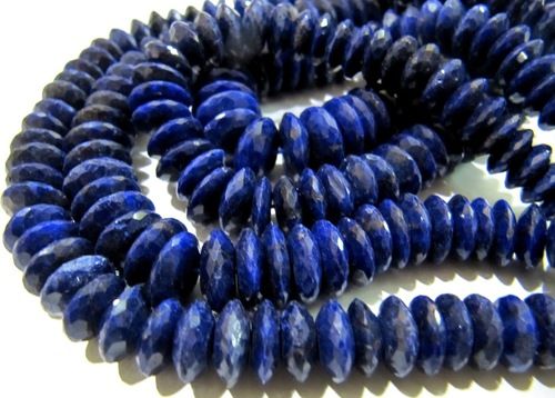 Natural Lapis Lazuli German Cut Graduated Rondelle Faceted 9 to 12mm 8''Long