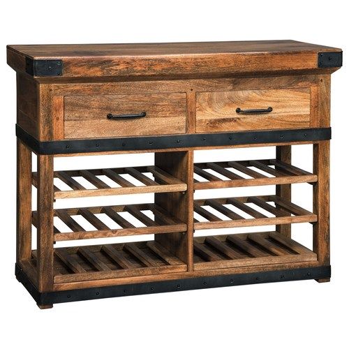 Wooden Wine Rack with Metal Strips