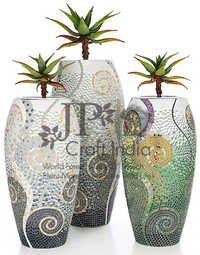 Mosaic Vase Or Flower Pot - Multi-color Glass, Custom Shape & Size, Ideal For Home Decor, Suitable For Anniversaries, Weddings & Parties