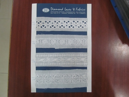 Embroidered Lace - Cotton, Customizable Length, White | Schiffli Embroidery, Floral Pattern, Soft Texture, Elegant Design
