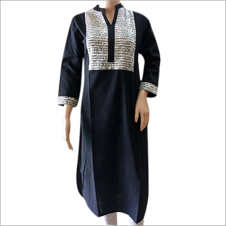 Black Handloom Cotton Kurti
