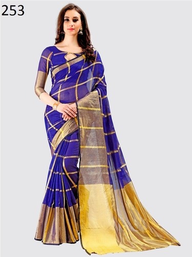 Blue Cotton Saree