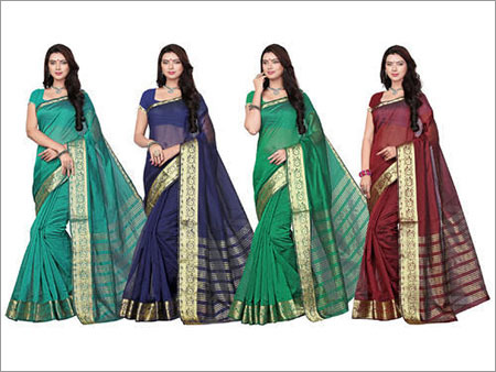 Multicolour Banarsi Silk Saree with Zari Border - 5.5 Meters, 1.1 Meters Width | Luxurious Fabric, Elegant Design, Wedding and Casual Wear